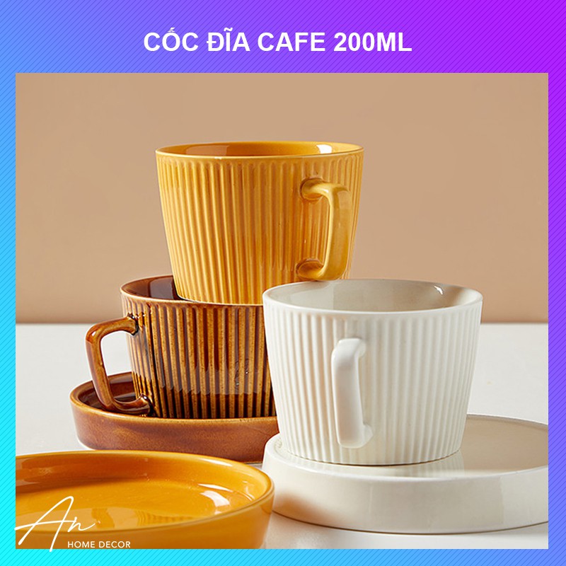 Cốc đĩa ly cà phê Cafe gốm sứ 200ml