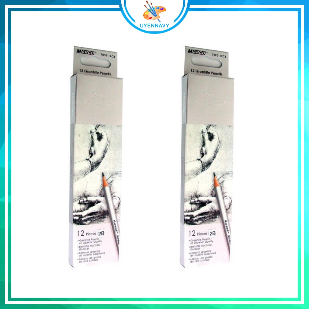 CHÌ ĐEN KĨ THUẬT MARCO (HỘP 12 CÂY) HBx1chiếc 2Bx 1 chiếc 3Bx 2 chiếc 6Bx 2 chiếc 7Bx 2 chiếc 8B x 2 chiếc