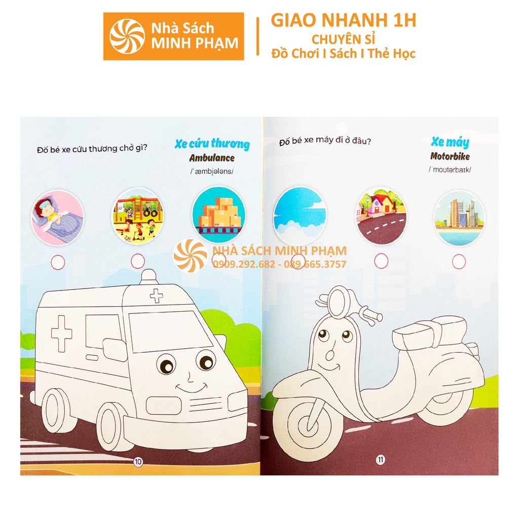 Sách - Bộ 8c Tô Màu Phát Triển Trí Thông Minh Cho Bé 2-6 Tuổi - Song Ngữ Anh Việt