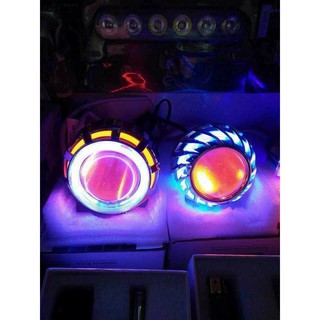 Đèn pha LED bi cầu có vòng sáng thiên thần độ đèn pha xe máy.