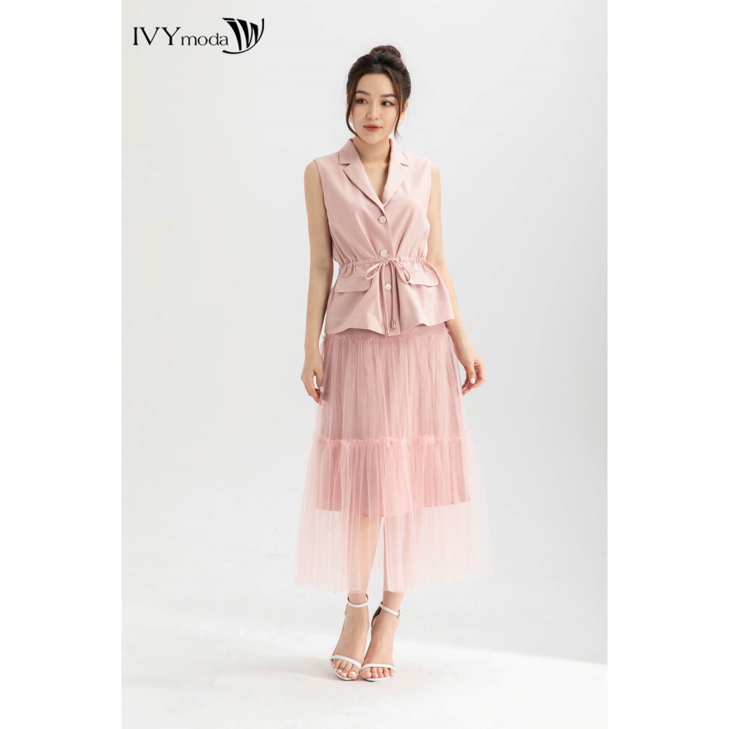 [NHẬP WABRTL5 GIẢM 10% TỐI ĐA 50K ĐH 250K ]Áo công sở gile eo rút dây nữ IVY moda MS 60M6336