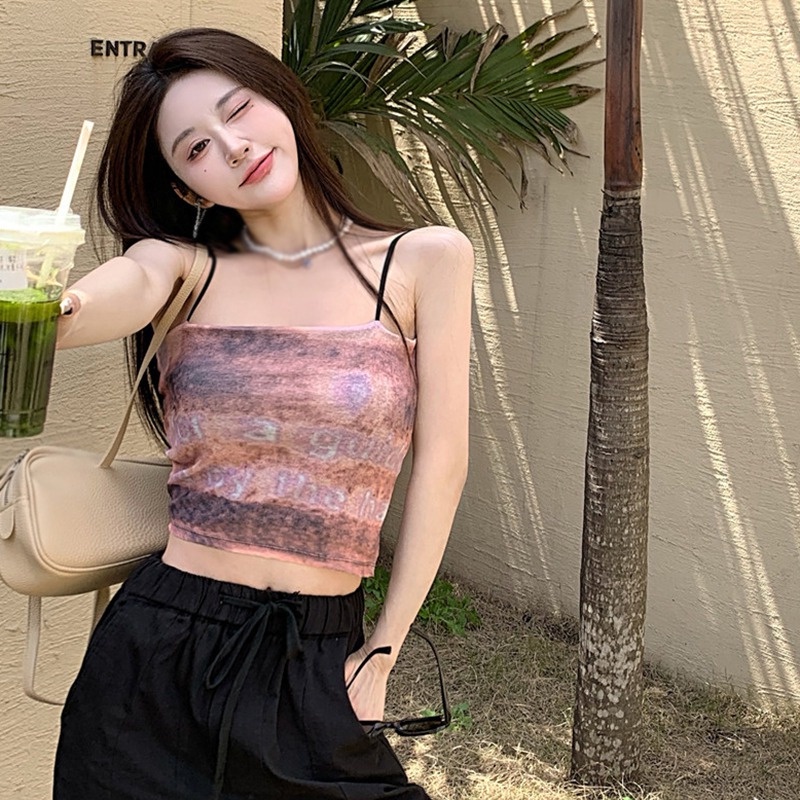 Áo Tank Top Hai Dây Ôm Dáng Phong Cách Hàn Quốc Quyến Rũ Dành Cho Nữ