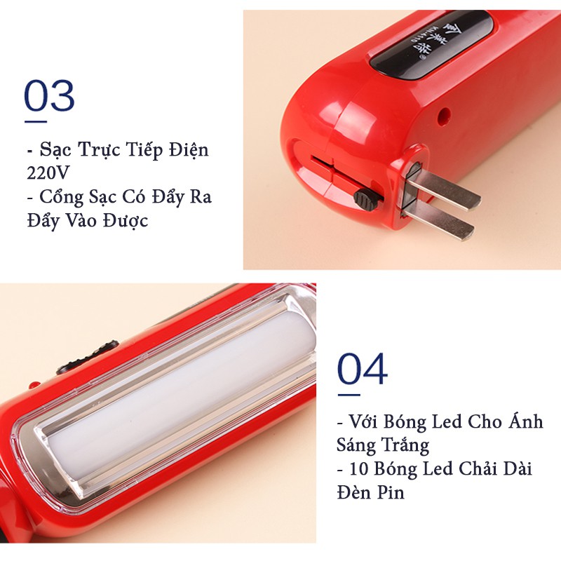 Đèn pin siêu sáng KN 4110 tích hợp 2 tính năng gần và xa sạc trực tiếp điện 220V