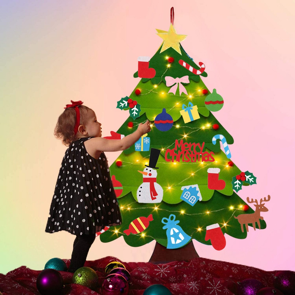 Cây thông noel giáng sinh vải dạ trang trí có  nhám dính cho bé tự trang trí không gian decor