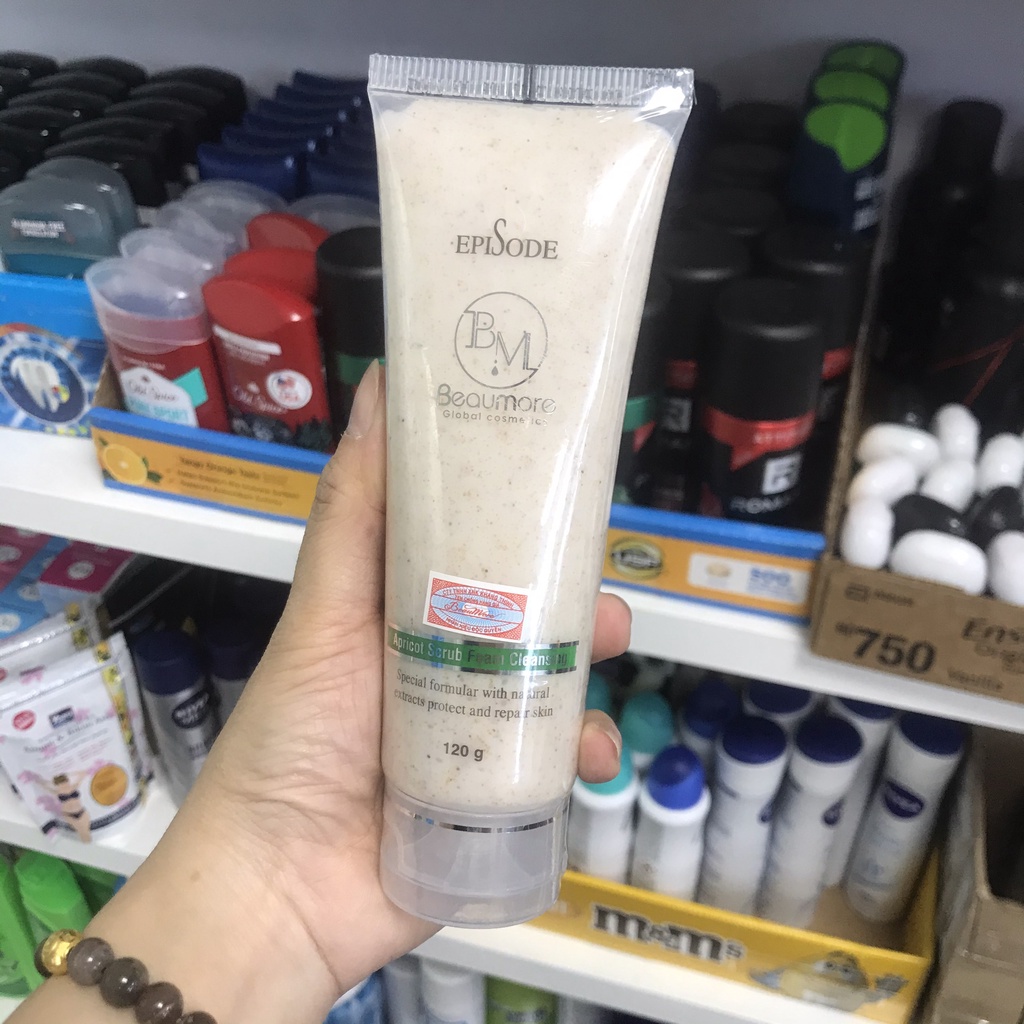 Srm hạt mơ 120g - Sữa rửa mặt trắng da BEAUMORE Episode Srub Foam