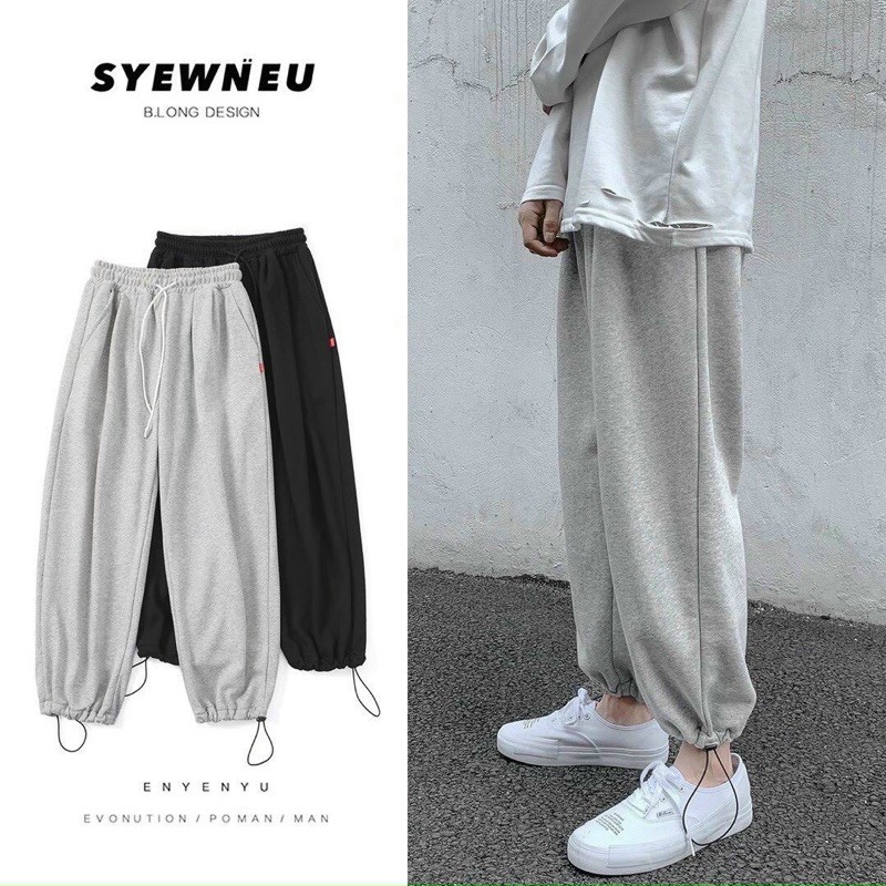 Quần baggy nữ lưng thun chất vải thun da cá co giãn tốt
