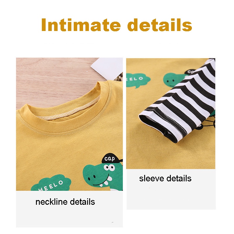 Áo thun cotton tay dài cổ tròn in họa tiết hoạt hình thời trang cho bé