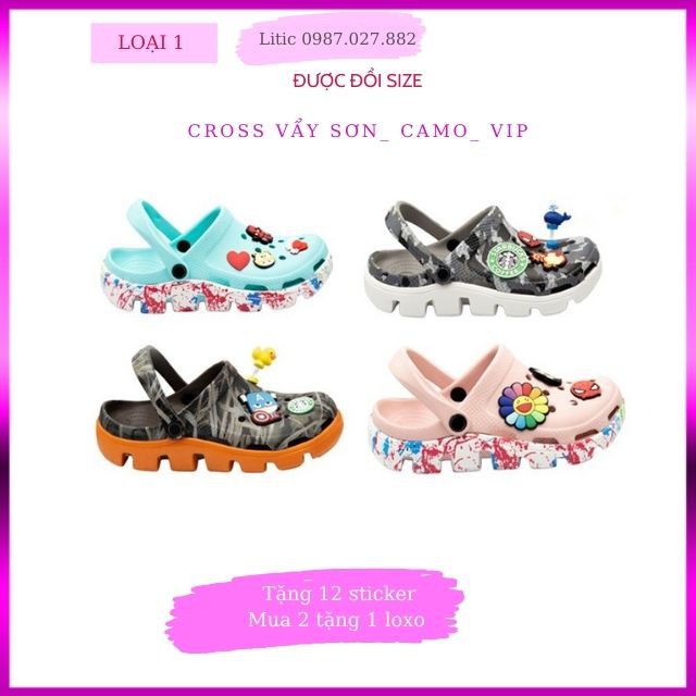 dép cross vảy sơn nhiều màu đế lượn sóng💖FREESHIP💖sục bít đầu cross MY7721 (Trùm sỉ dép cross litic)