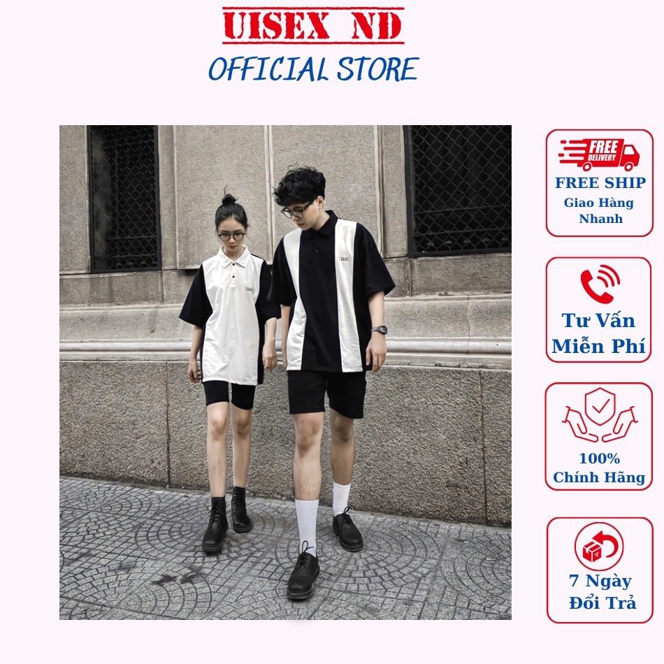 Áo Polo Form rộng kẻ sọc Đen - Trắng sang trọng dành cho Unisex nam nữ . chất đẹp giá đẹp (5 sọc)