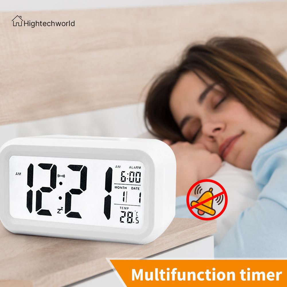 Hightechworld Temperature Alarm Clock LED Digital Backlight Calendar Snooze Mute Clock