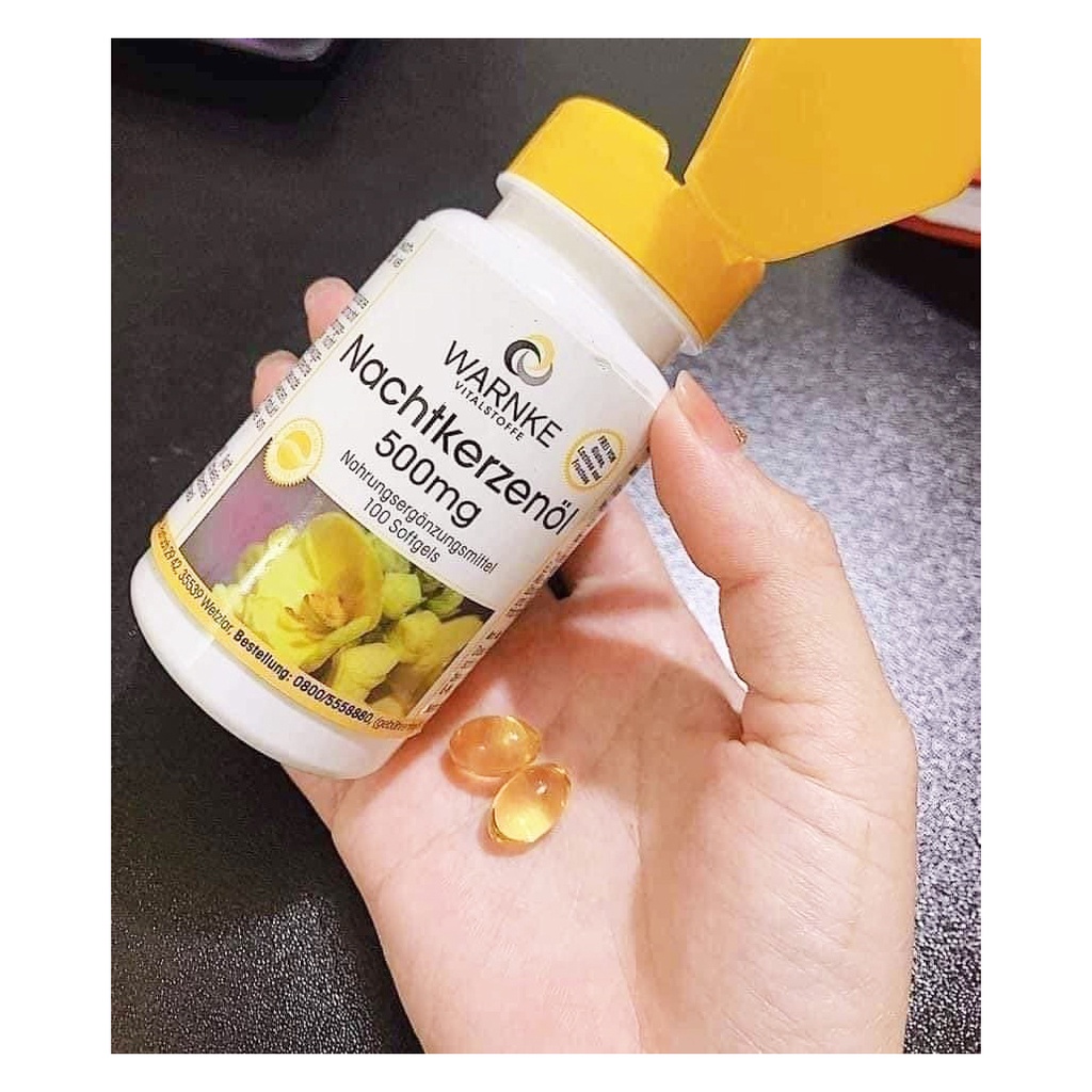 Tinh dầu hoa anh thảo Đức Warnke Nachtkerzenol 500mg - 100 viên, làm đẹp da tóc, cân bằng nội tiết tố
