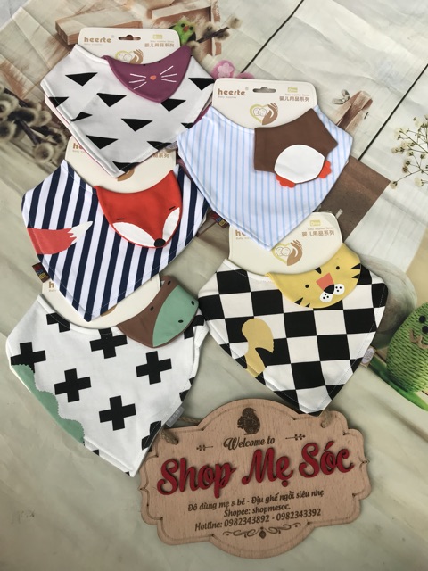 Yếm ăn dặm tam giác SKIDS hình thú ngộ nghĩnh cho bé