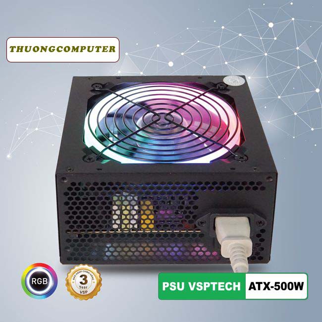 [Chính Hãng] Nguồn VSP Công Suất Thực 500W Led RGB Full Box - Kèm Dây Nguồn Bảo Hành 36 Tháng