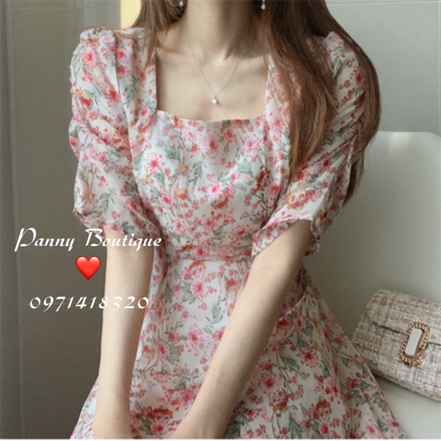 Đầm Váy voan cổ vuông vintage, style ulzzang Hàn Quốc 🌻 Panny Boutique 🌻