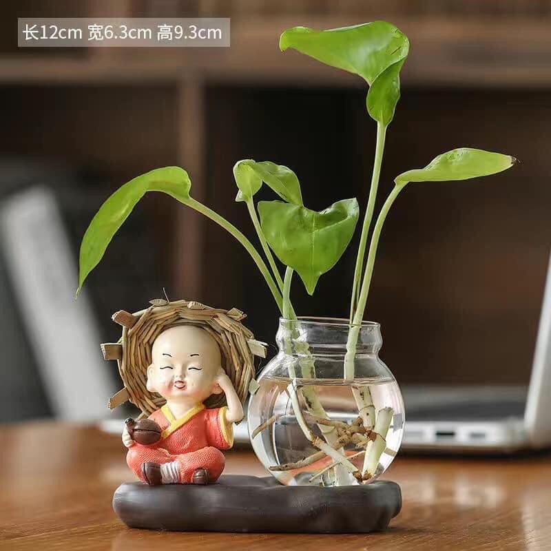 Set tượng tĩnh tâm kèm đế và lọ hoa