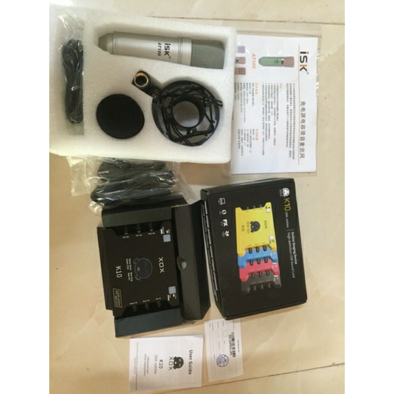 Combo mic ISK AT-100 và sound card XOX K10 full phụ kiện tặng tai nghe Sony