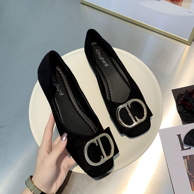 Giày Búp Bê Mũi Vuông Size Lớn Thời Trang Mùa Xuân Mới 2021 Dành Cho Nữ / Size 41-43