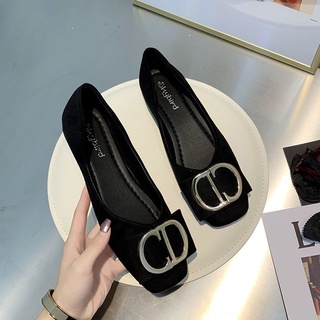 Giày búp bê mũi vuông size lớn thời trang mùa xuân mới 2021 dành cho nữ / size 41-43