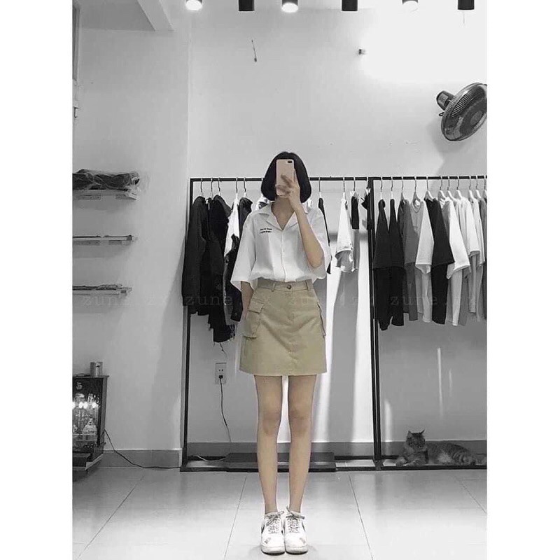 [ Mã FAMAYWA giảm 10K đơn 50K] váy kaki chữ A, 2 túi ốp | BigBuy360 - bigbuy360.vn