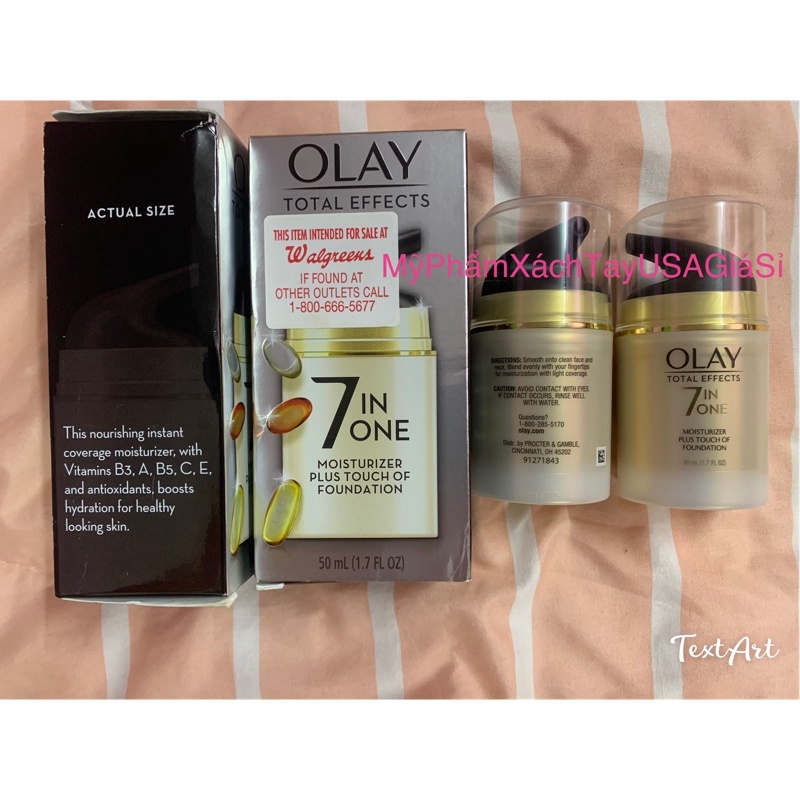 Kem dưỡng da chống lão hóa nâng Tone Olay Total Effects 7 in 1 Moisturizer Plus Touch Of Foundation 50ml Hàng Nhập USA
