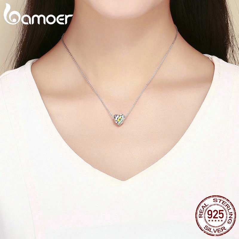 Phụ Kiện Hạt Bamoer Bằng Bạc 925 Dùng Làm Trang Sức Hình Trái Tim Thời Trang
