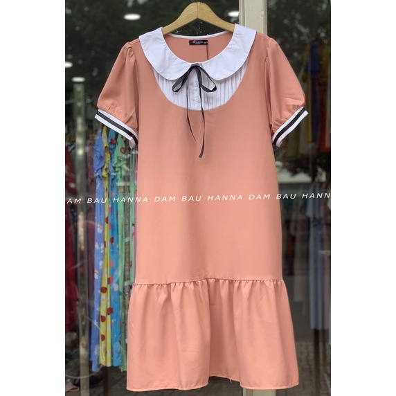 [HANNA]Đầm bầu công sở cao cấp dễ thương cho mẹ trẻ CÓ 3 SIZE TỪ 40-80kg vải 1 lớp cao cấp mềm mát không xù có túi