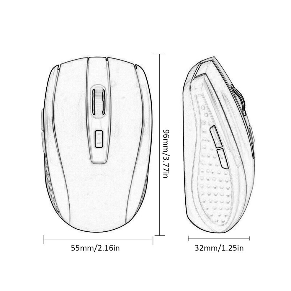 Chuột quang không dây 2.4Ghz DPI có thể điều chỉnh kèm bộ thu tín hiệu