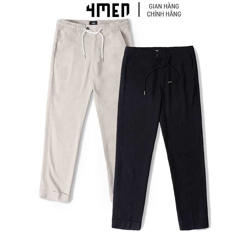 Quần Tây Nam Trơn Lưng Thun Cao Cấp 4MEN QT030 Vải Cotton mềm minh, thoáng mát, form dáng đứng đẹp, trẻ trung