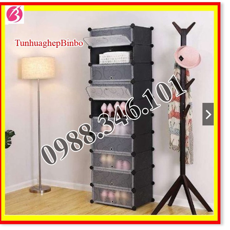 Tủ giày dép nhựa ghép đa năng 8 Ô Đứng Loại Mới