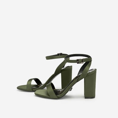 Vascara Giày Ankle Strap Hoa Đỗ Quyên - Màu Xanh Rêu