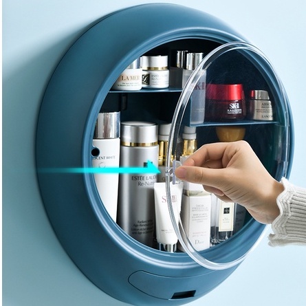 Hộp lưu trữ đồ trang điểm treo tường Hình bầu dục mỹ phẩm chống ẩm thấm nước đựng Hydrogen065