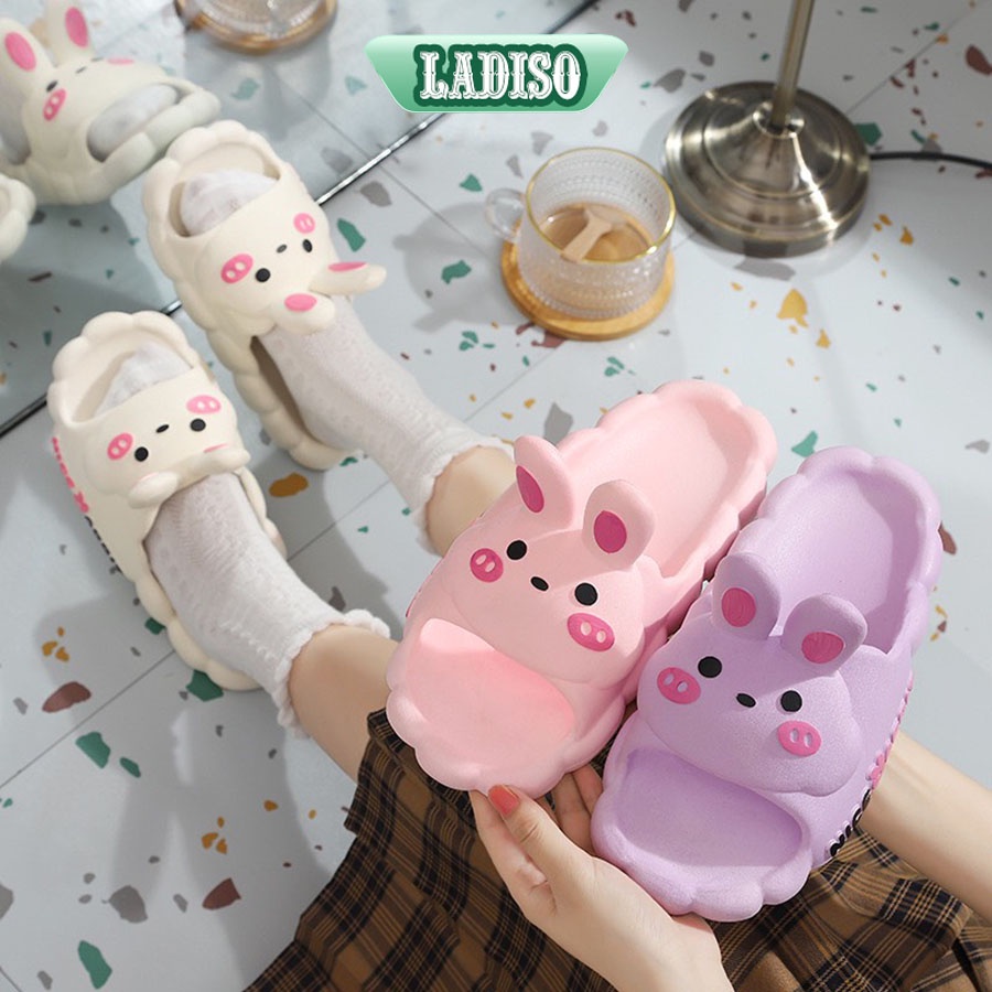 Dép bánh mì quai ngang siêu nhẹ chống trơn trượt họa tiết thỏ đáng yêu cho bé gái LADISO - TT444