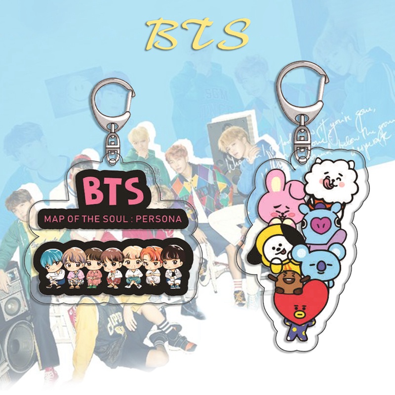 Móc khóa nhựa in hình nhân vật BT21 dễ thương