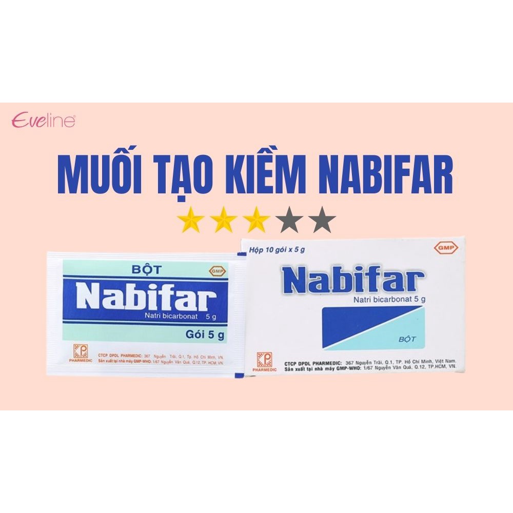 Muối Nabifar - muối rửa vệ sinh phụ nữ - tạo môi trường kiềm, tăng khả năng sinh trai , hộp 10 gói
