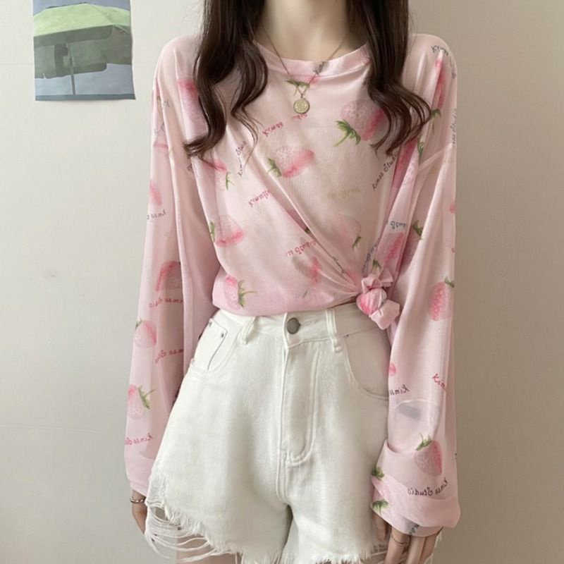 Jiashucheng Áo Thun Tay Dài Chống Nắng Dáng Rộng Mỏng Thời Trang Mùa Hè Cho Nữ