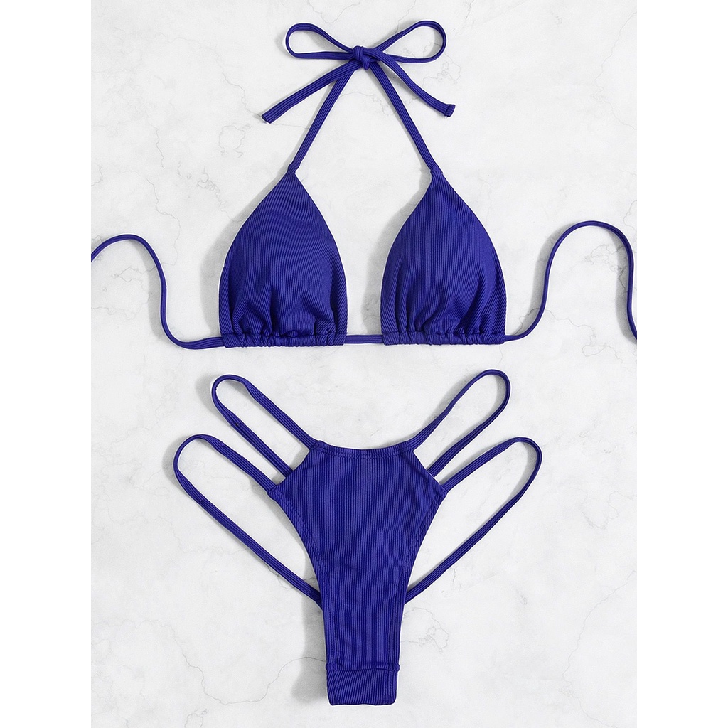 SET BIKINI XANH COBALT MIX ĐÁ VẢI TĂM