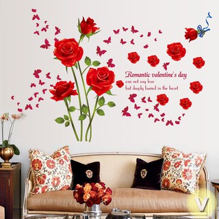 Decal dán tường Hoa hồng nhung tình yêu