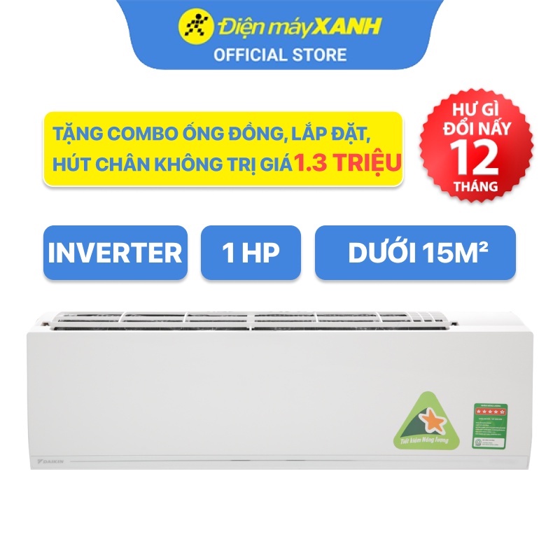 Máy lạnh Daikin 1 HP Inverter ATKC25UAVMV Tiết kiệm điện BH chính hãng 1 năm - Miễn Phí Lắp Đặt