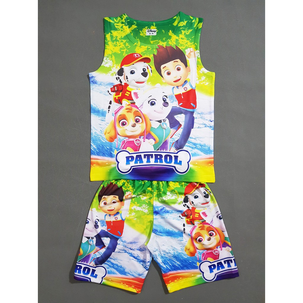 Bộ thun cotton lạnh mát rượi in hoạt hình Paw patrol biệt đội cứu hộ