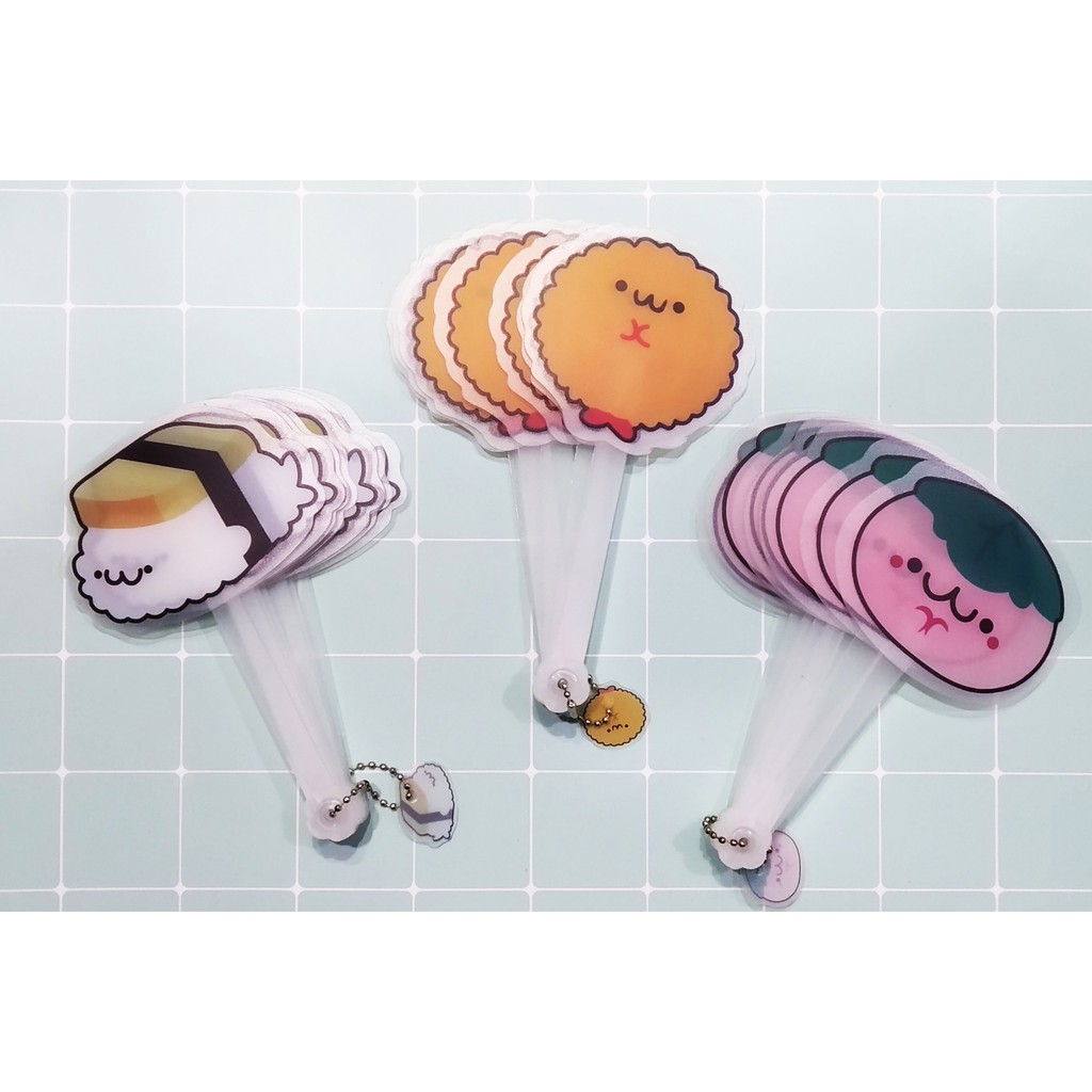 Quạt gấp pastel động vật hoa quả hình cắt Q12  nhựa cầm tay cute