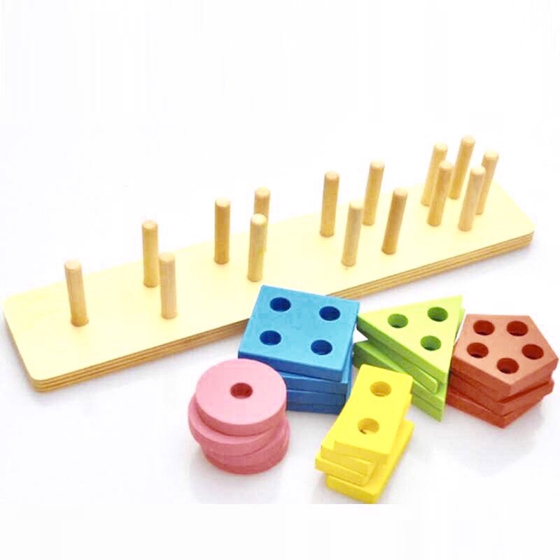 Thả hình 3D Montessori 4 tầng - Đồ chơi thông minh cho bé