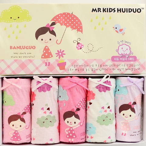 Hộp 5 quần chip tam giác bé gái, quần lót trẻ em cotton cao cấp mềm mịn thoáng mát QL10