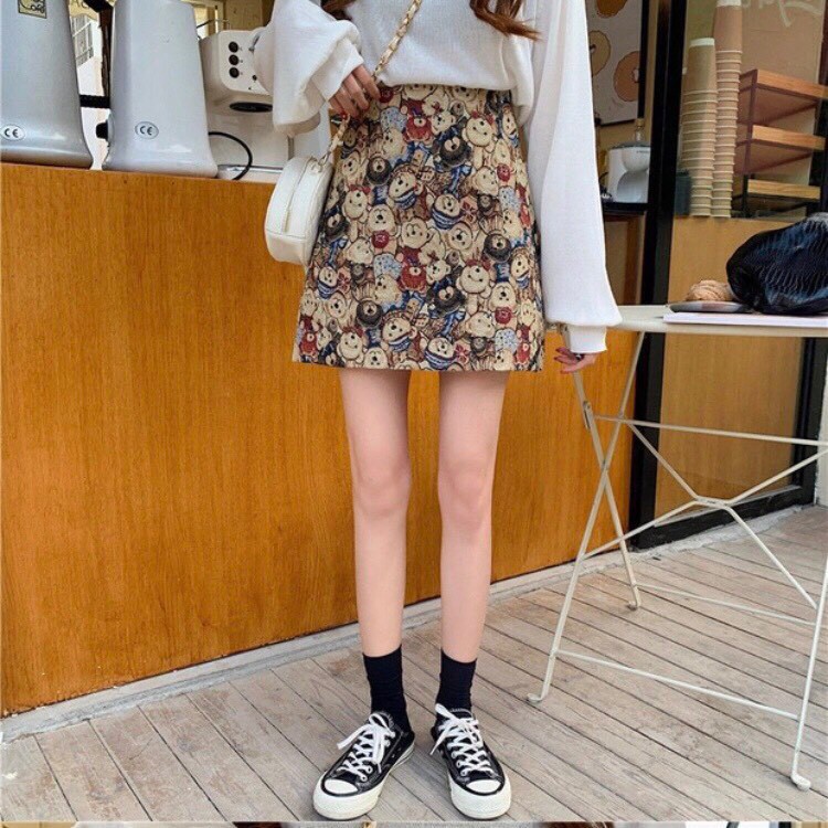 Chân Váy Chữ A Dáng Ngắn Nữ Họa Tiết Gấu/ Chân Váy Ngắn Đẹp CV10 | BigBuy360 - bigbuy360.vn