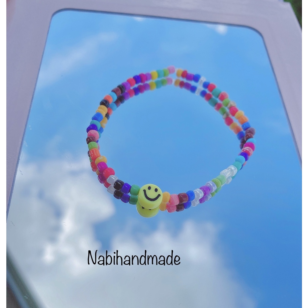 Vòng tay hạt cườm mặt cười nhiều màu VT13