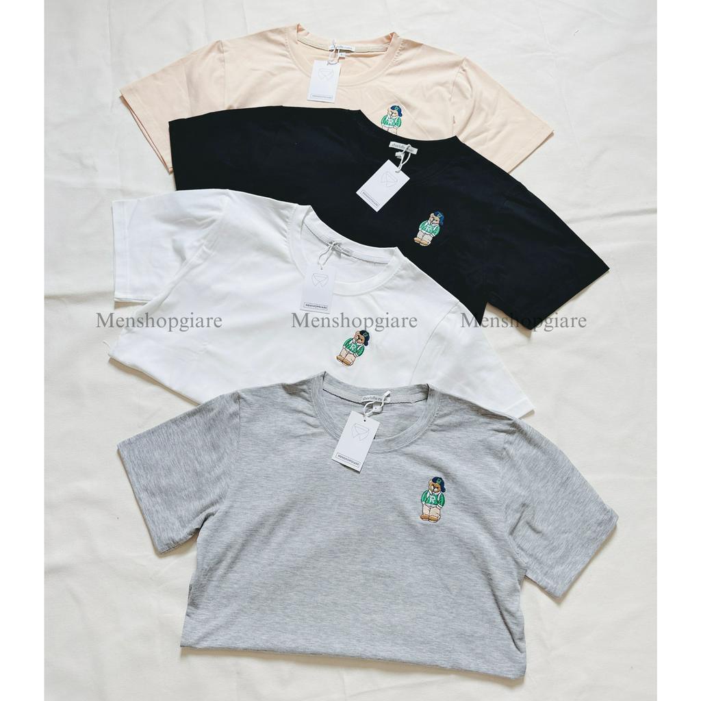 Áo thun cổ tròn Unisex thêu gấu