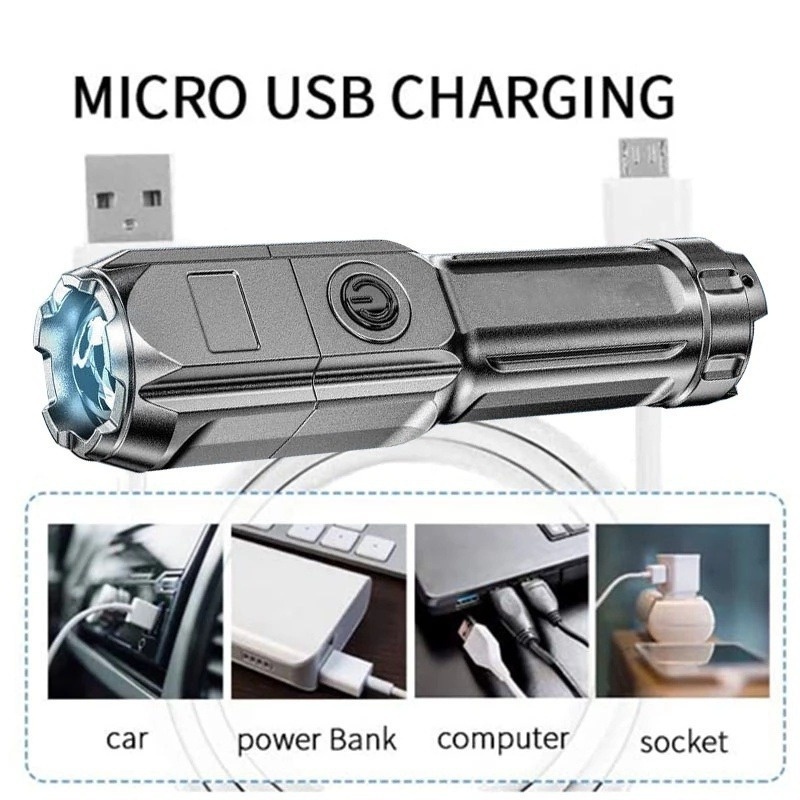 Đèn Pin led ABS Siêu Sáng Đa Năng Có Thể Sạc Lại Tiện Dụng