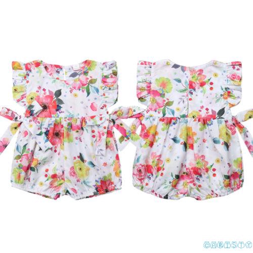 ✦♛✦New Baby Girl Infant Flower Ruffle Bowknot Romper Bodysuit Jumpsuit Outfits Sunsuit