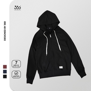 Áo khoác nỉ trơn cao cấp thương hiệu 360 Boutique dài tay khóa kéo - Made in Vietnam