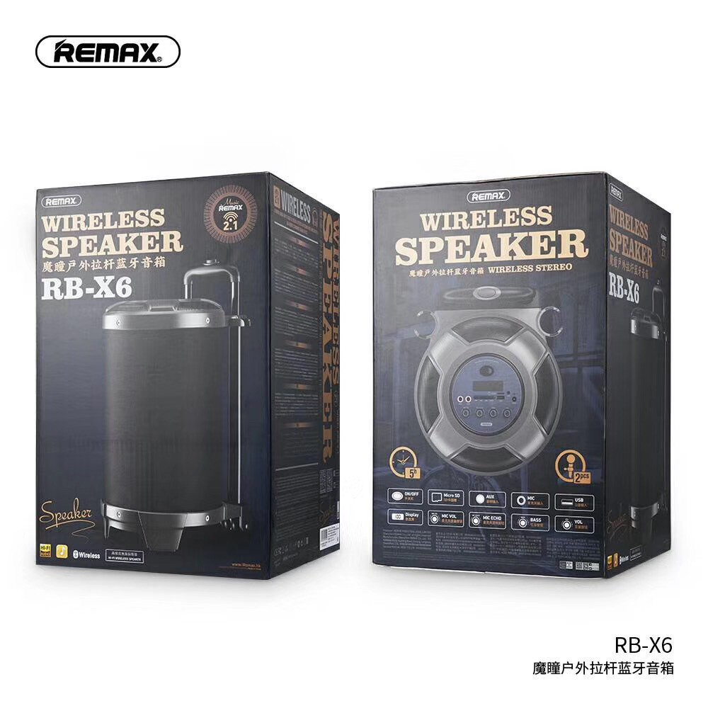 Loa Kéo Di Động REMAX RB-X6 - Kèm 2 Micro không dây/LOA BLUETOOTH KÈM MÍC KARAOKE REMAX LITTLE BOY OUTDOOR RB-X9