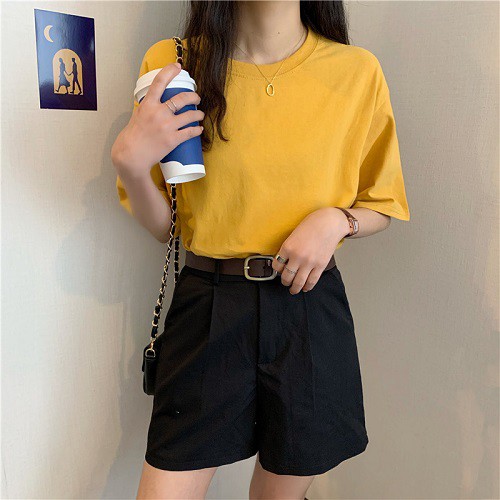 Áo phông trơn chất cotton, áo thun 2T Unisex form rộng, tay lỡ thiết kế basic P20